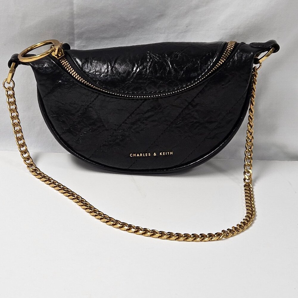Charles & Keith Half Moon Philomena Wrinkle Effect Purse